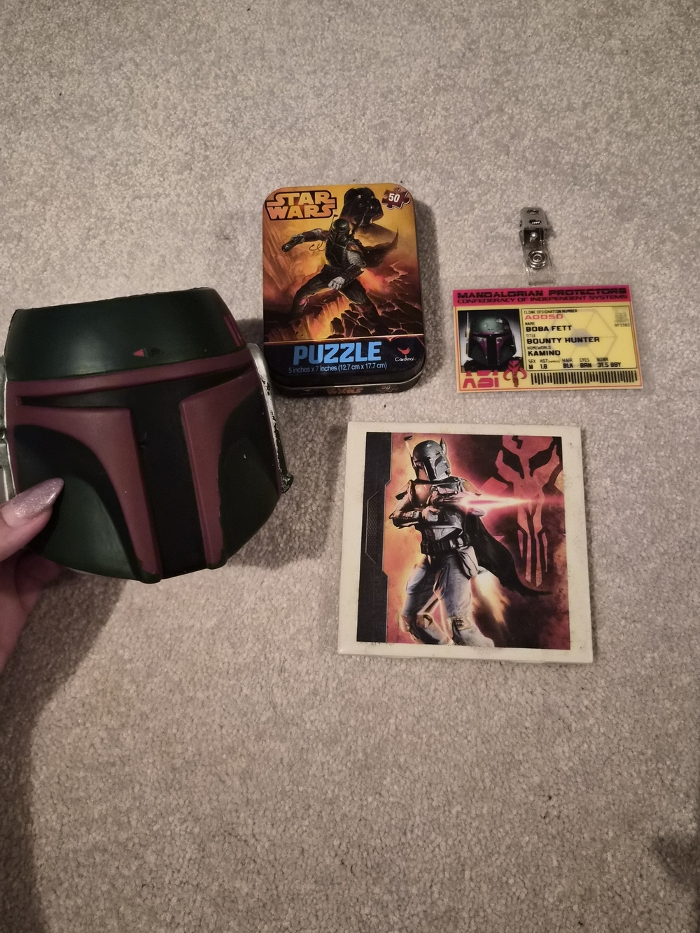 Star Wars Boba Fett Mandalorian Set - Coaster, Puzzle, Drink Koozie